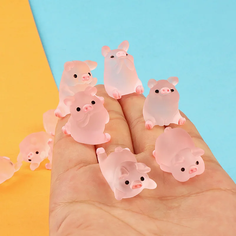 

6PCS/Lot New Light Pink Small Pig Doll DIY Jewelry Resin Accessories Cream Glue Phone Case Hair Clip Material Ornaments