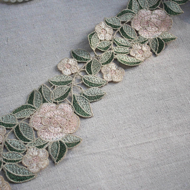 1 Yard Green Lace Embroidery Trim Ribbon DIY Garment Hair Accessories 7.5CM Wide