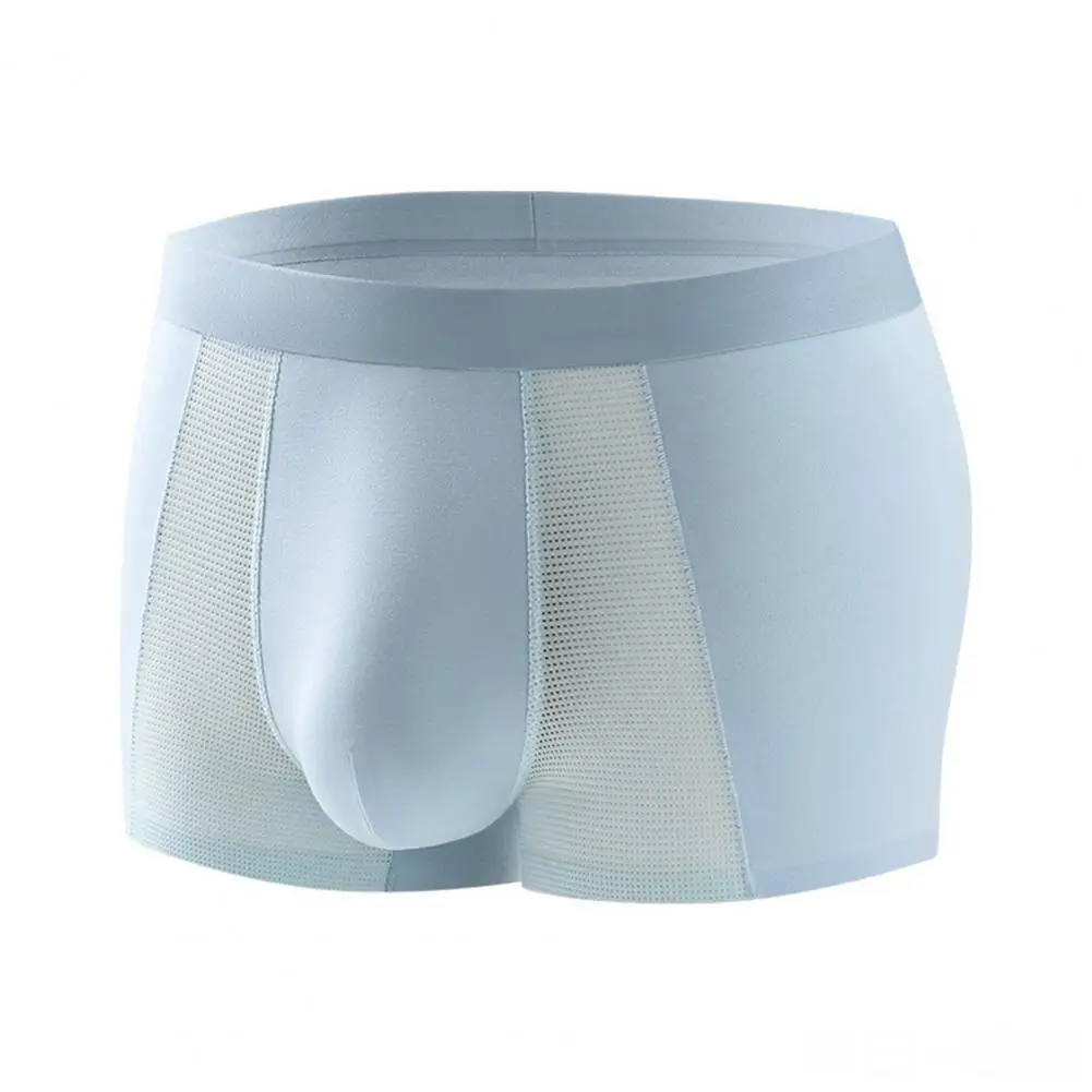 Elastic Waistband Men Boxers Men's Breathable Mesh Boxer Briefs Slim Fit Pure Color Underwear Summer Thin Air for Daily