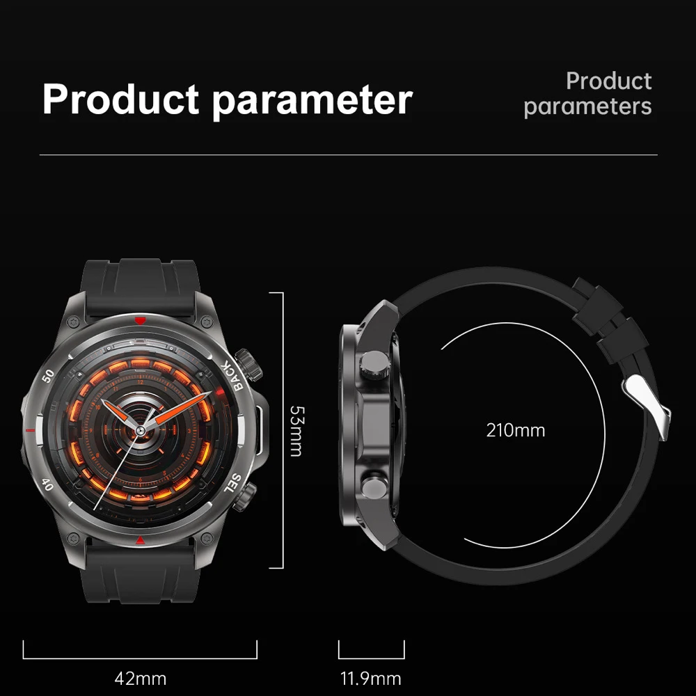 ساعة ذكية رياضية مقاومة للماء للرجال ، ، مكالمة أسنان زرقاء ، معدل ضربات القلب ، ساعات صحية ، مصباح يدوي ليد ، بوصلة ، ساعة ذكية NFC