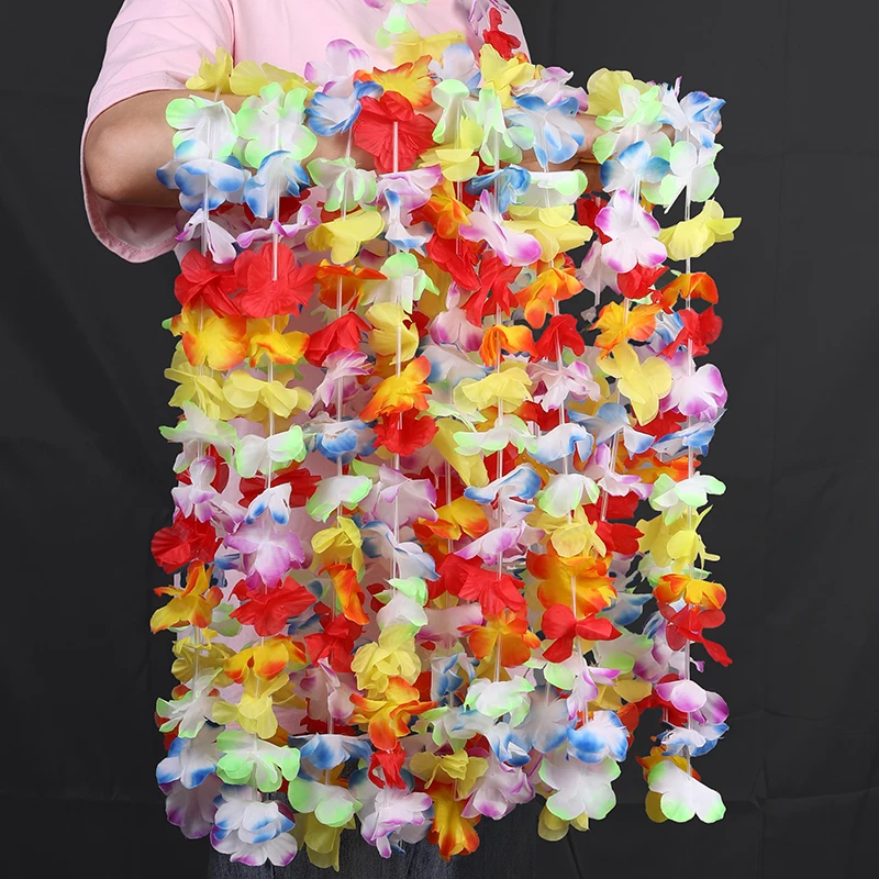 

10PCS Tropic Hawaiian Artificial Flower Necklace Hawaii Theme Party Garland Summer Beach Wedding Birthday Party Decorations