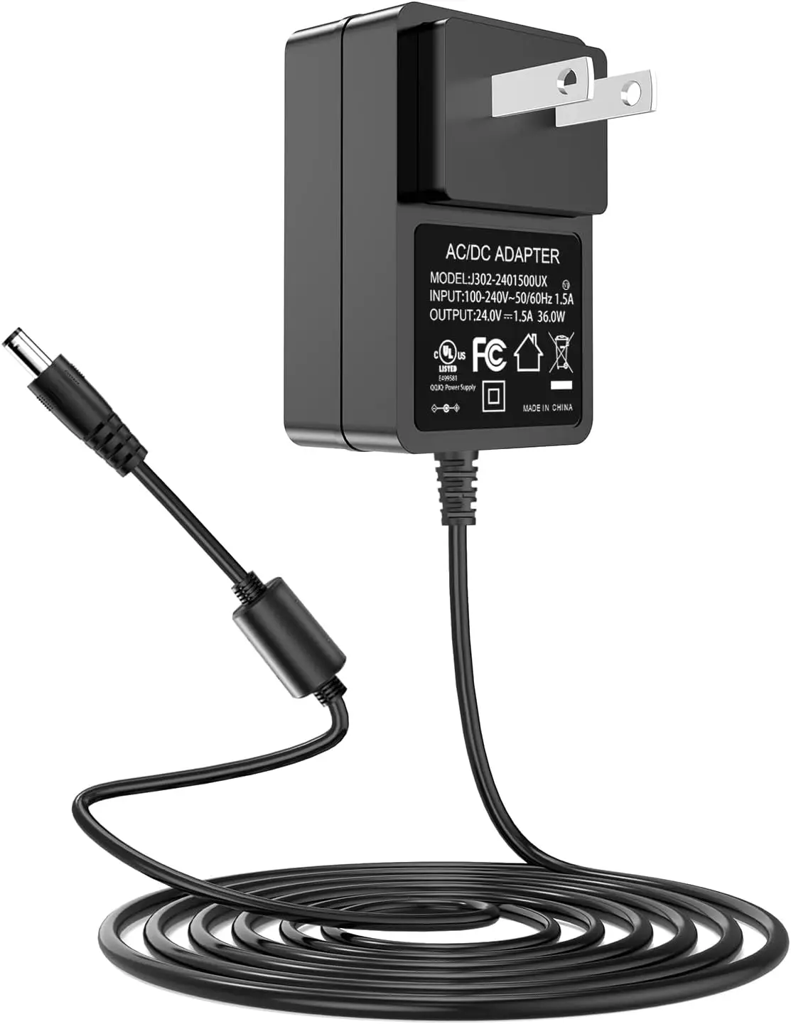 مصدر طاقة 24 فولت 1.5 أمبير، مدرج في قائمة UL، لمصباح الأظافر LED، المجفف، مكبر الصوت، CCTV، أضواء الشريط