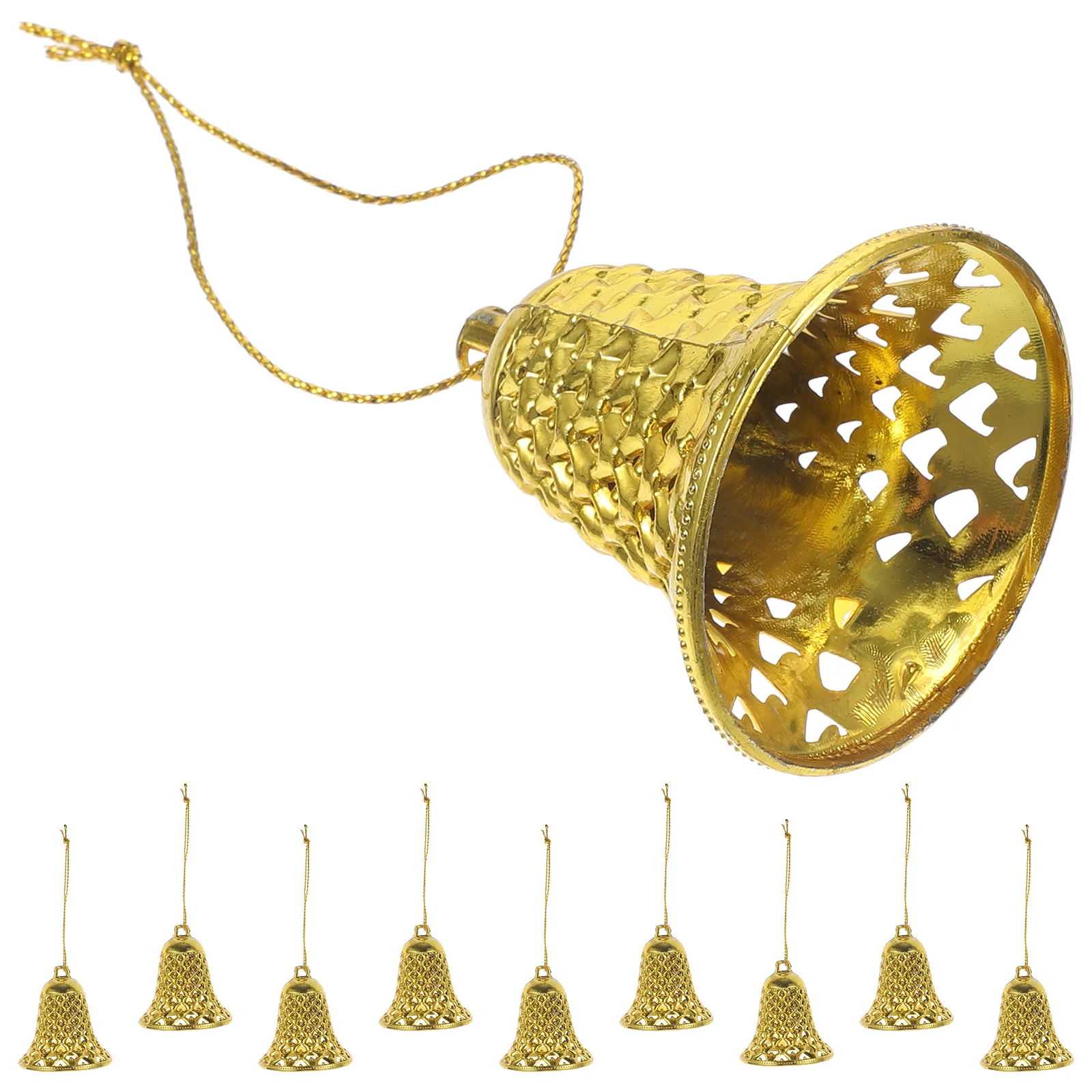 12 Pcs Large Bells for Decoration Christmas Tree Pendant Wall Clocks Supplies Golden Party Decorations Outdoor