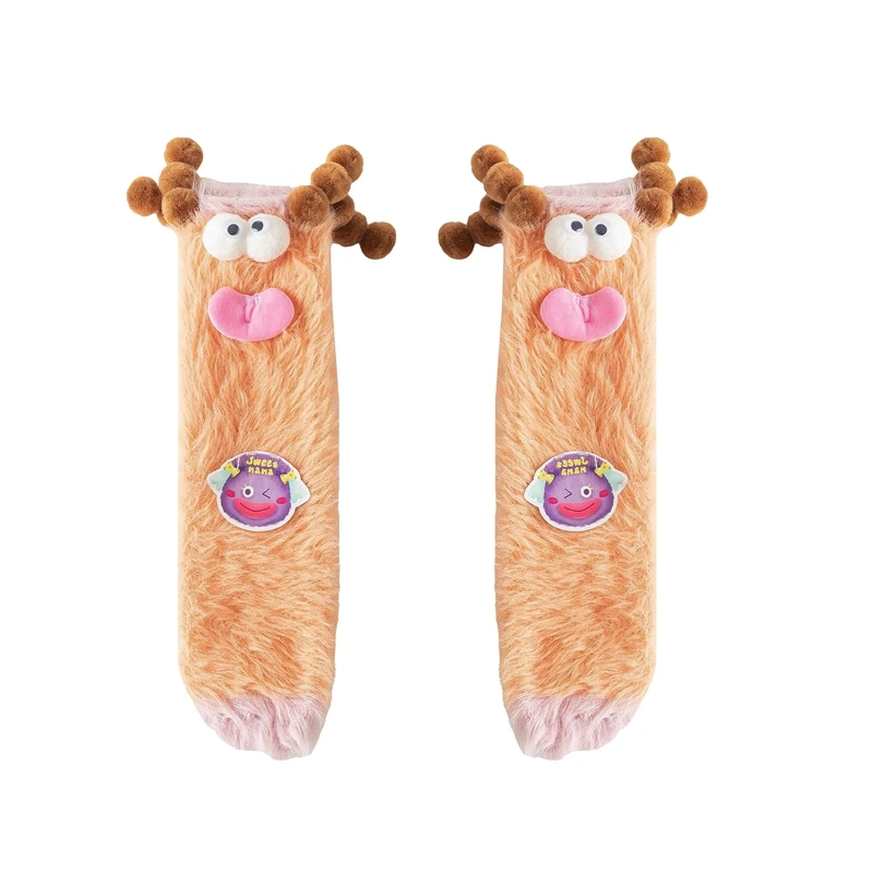 BeQeuewll Women Slipper Socks For Fall Casual Soft Warm Cartoon Fluffy Floor Socks Fuzzy Sleep Socks for Indoor Home