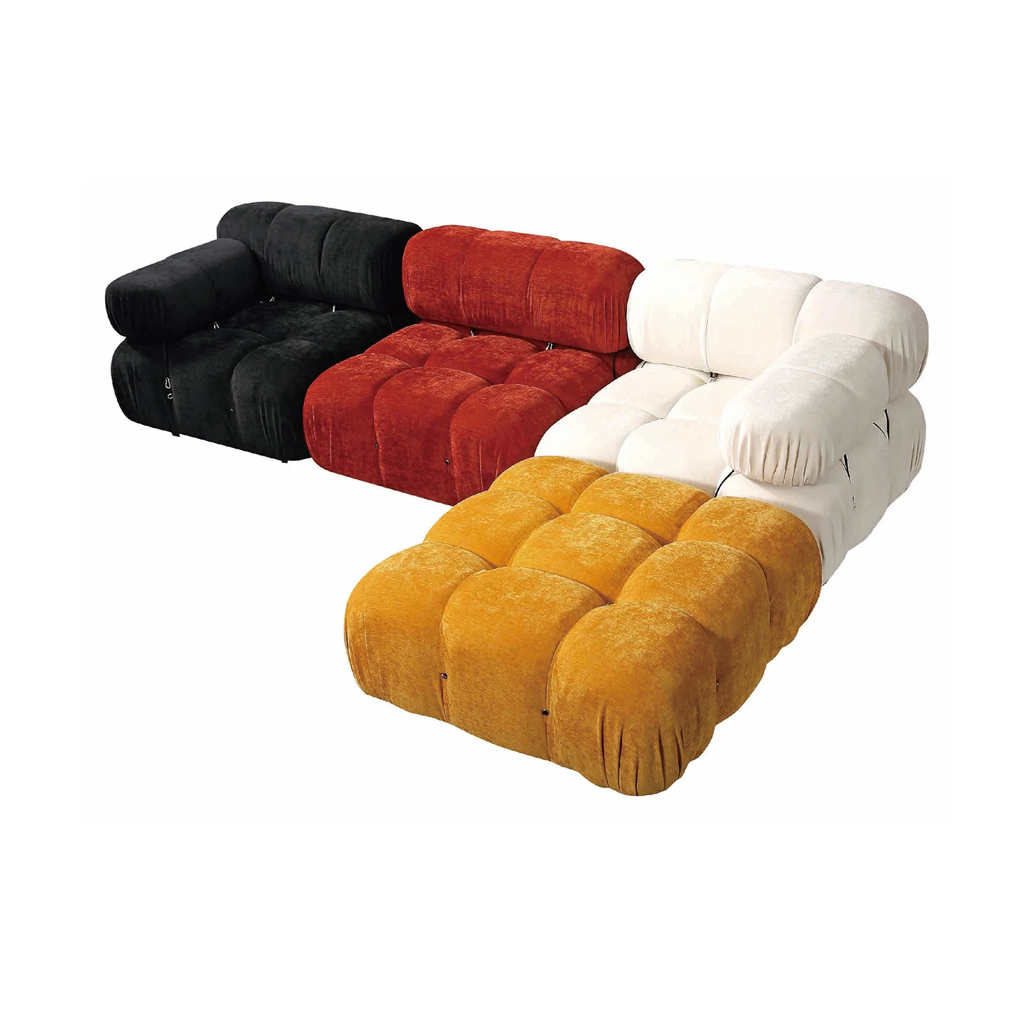 イタリアのミニマリスト家具、DIYリビングスペース用モジュール式セクショナルソファ、真空圧縮セクショナルカウチ、オットマンセット付き