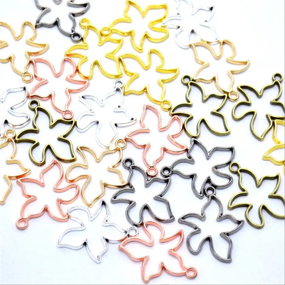 100PCS 22X28mm  Product Hollow Starfish Charms Both Hands Pendant Jewelry Metal Alloy Necklace Bracelet Earrings F0282