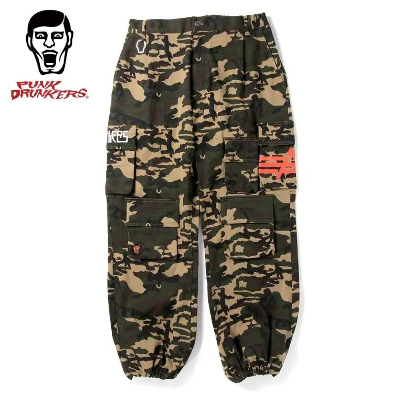 

Classic Punk Camouflage 9P Military Style Loose Casual Elastic Long Pants Multi-Pocket Leisure Cotton Workwear Trousers