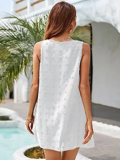 Copricostume da spiaggia da donna con scollo a V, gilet ampio, cinturino, tasca, maglietta, abito casual, moda estiva, abbigliamento taglie forti