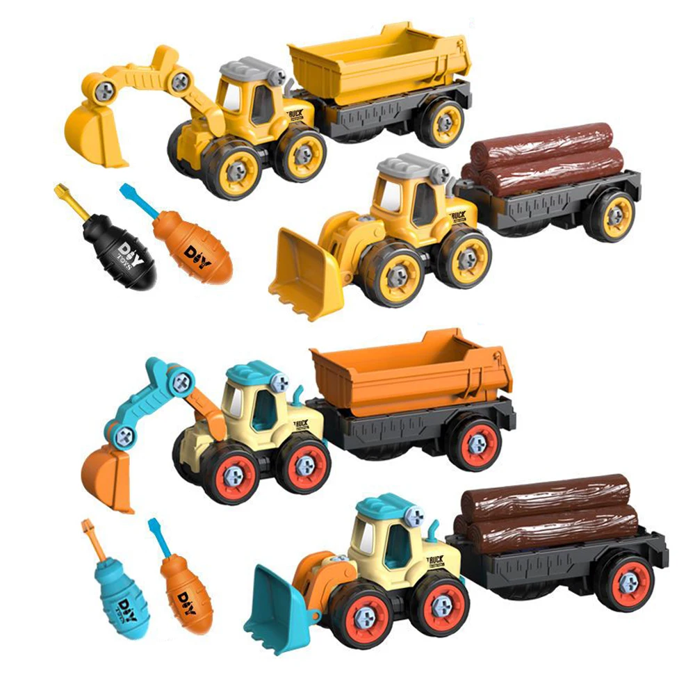 Screw Take Apart Vehicle Toy DIY Construction Truck Toys Farm Toy Build Car Robot Toy for Boy Kids Building Blocks Gift for kids