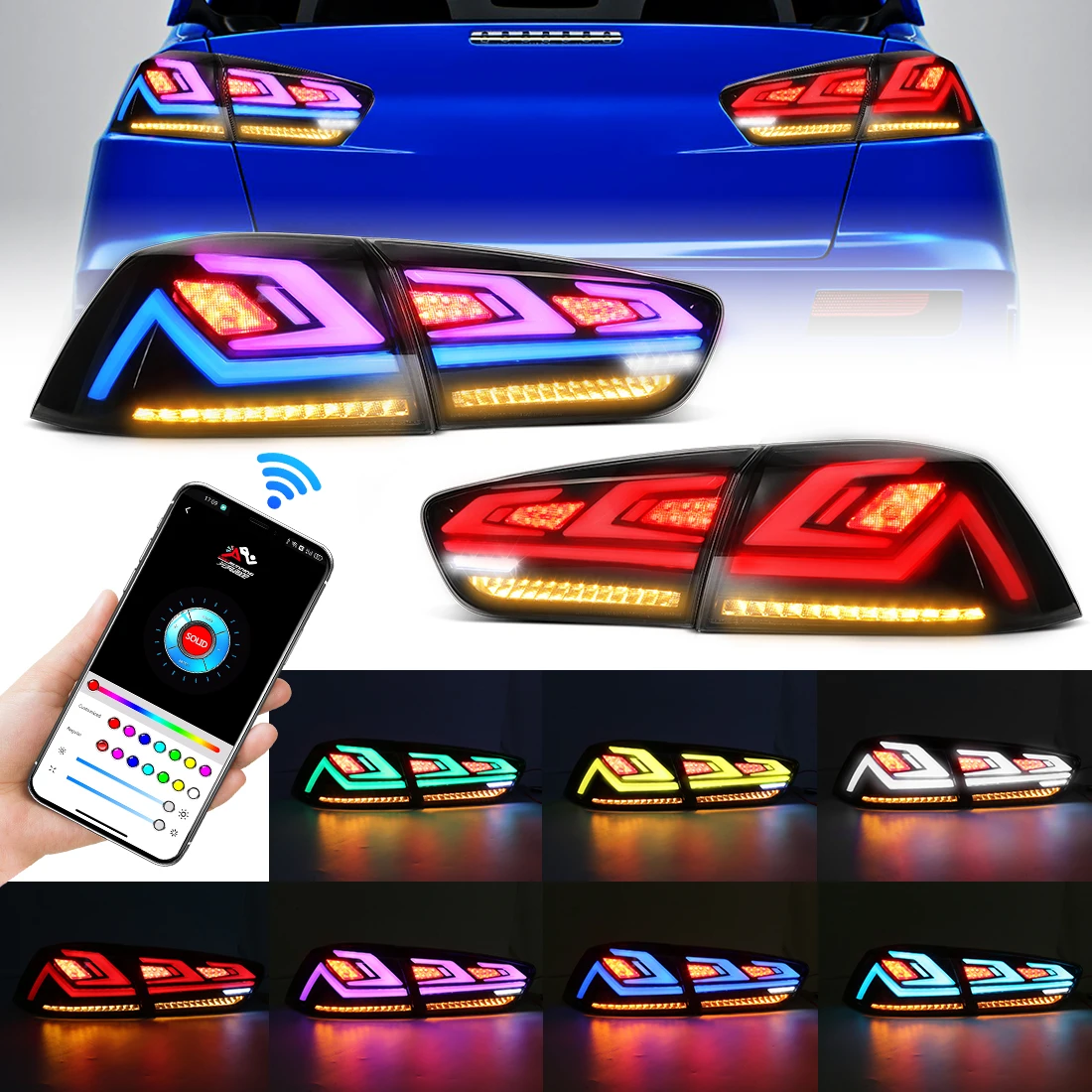 LED Tail Lamp For Mitsubishi Lancer Evo X 2008-2018 Rear Tail Light Assembly Brake Reversing Light Turn Signal App Control 12V