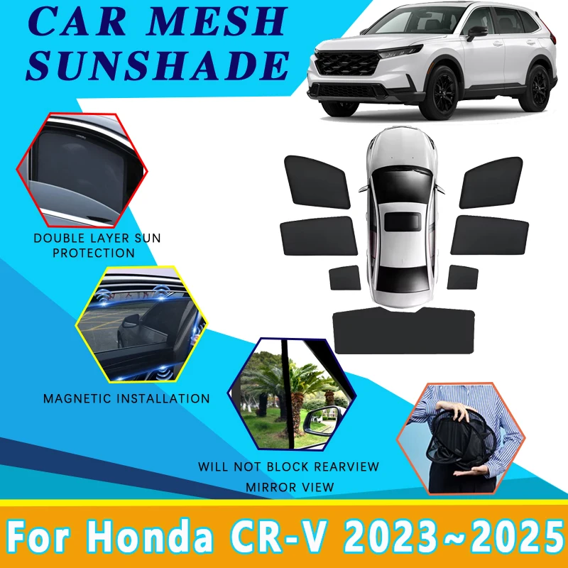 

Mesh Sunshade For Honda CR-V CRV CR V 6TH 2023 2024 2025 Auto Sun Protection Heat Magnetic Window Privacy Shades Car Accessories