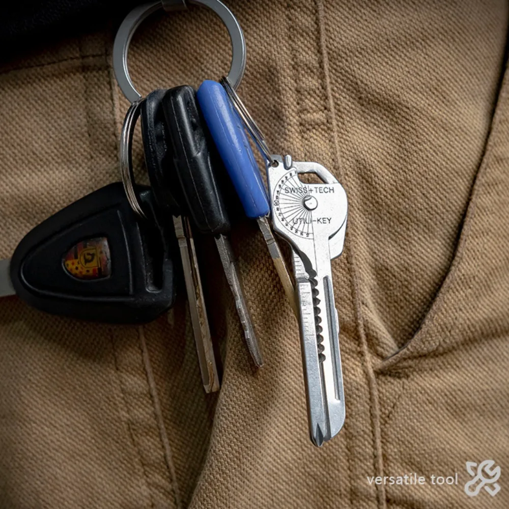 휴대용 멀티 도구 키체인 스테인레스 스틸 8-in-1 캠핑 다기능 키체인 접이식 다기능 디자인