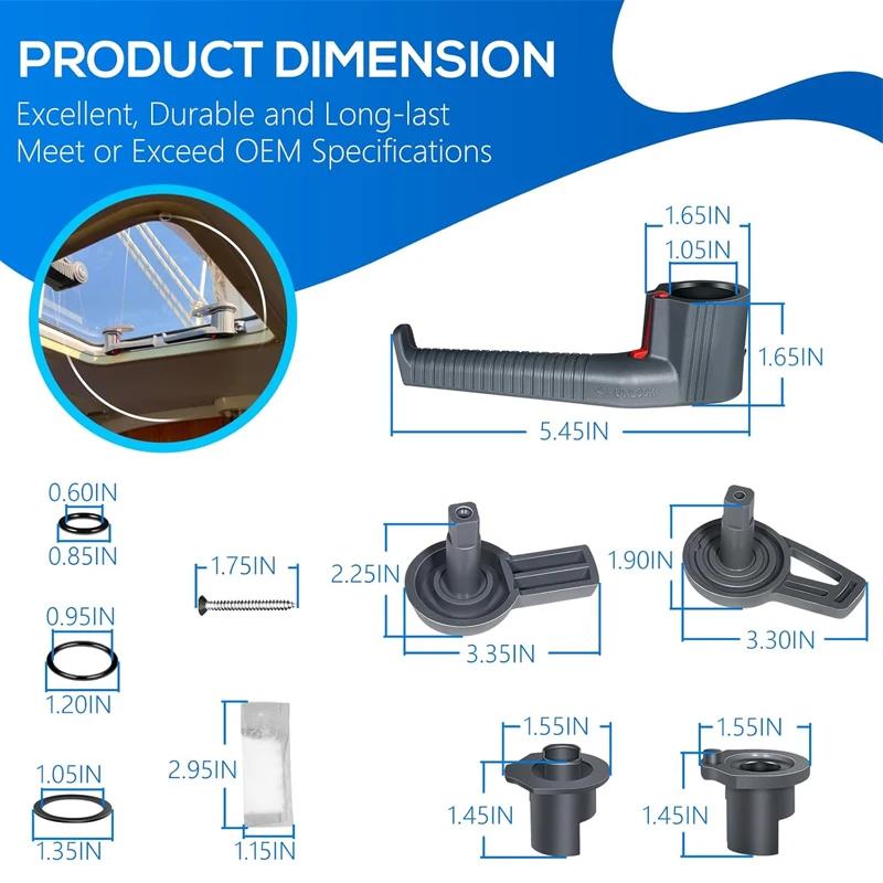 Hatch Large Handle Kit 361680990 Fit for Lewmar Low & Medium Profile Hatch, Flush 3G, Coastline, Ocean, Trimline, Rolltop Hatch