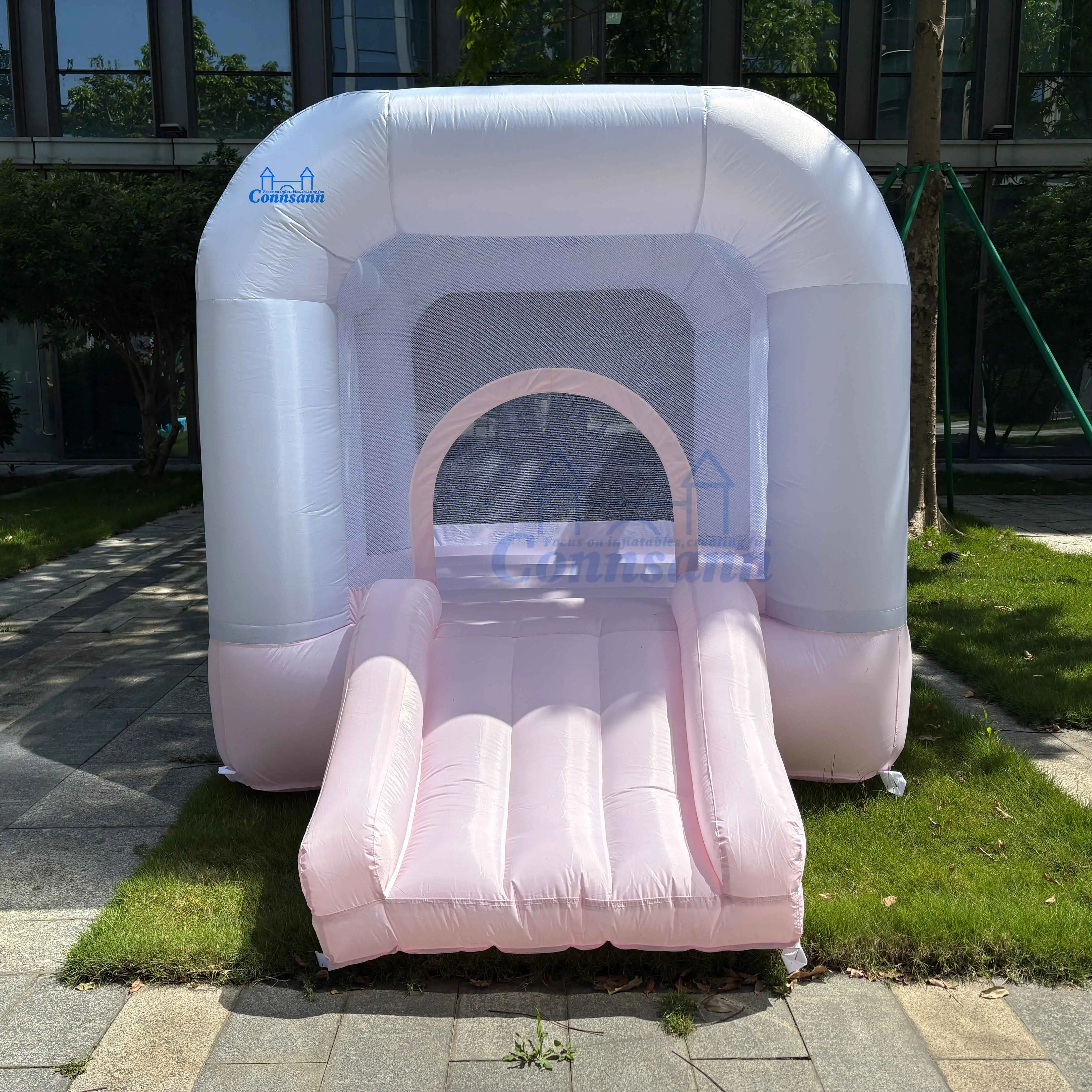منزل ترتد على شكل قوس وردي بطول 8 أقدام، متعة قابلة للنفخ عالية الجودة للأطفال، مثالي للحفلات والتجمعات، تصميم ملون لا نهاية له