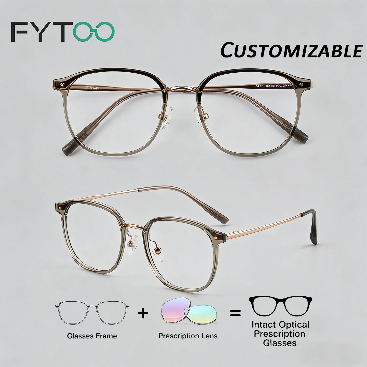 

FYTOO 2025 New Ultra Light Titanium Frame Optical Glasses Woman Prescription Lenses Prescription Glasses Custom910T