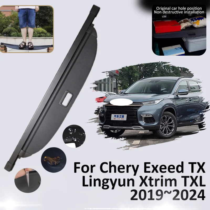 Rear Trunk Cargo Cover For Chery Exeed TX Lingyun Xtrim TXL 2019 2020 2021 2022 2023 2024 Rear Shade Partition Board Accessories