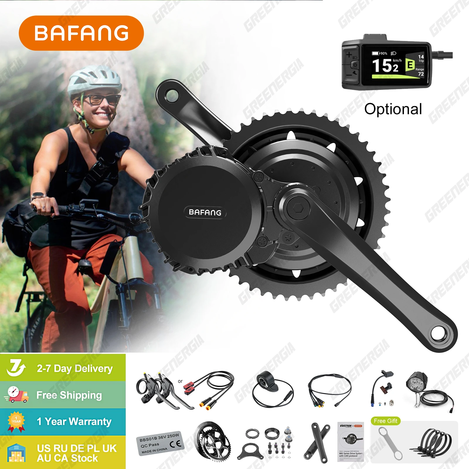 

Bafang 48V 52V 1000W CAN Motor BBSHD Ebike Conversion Kit Electric Bicycle Mid Drive Engine BBS03 M615 MM G320.1000.C