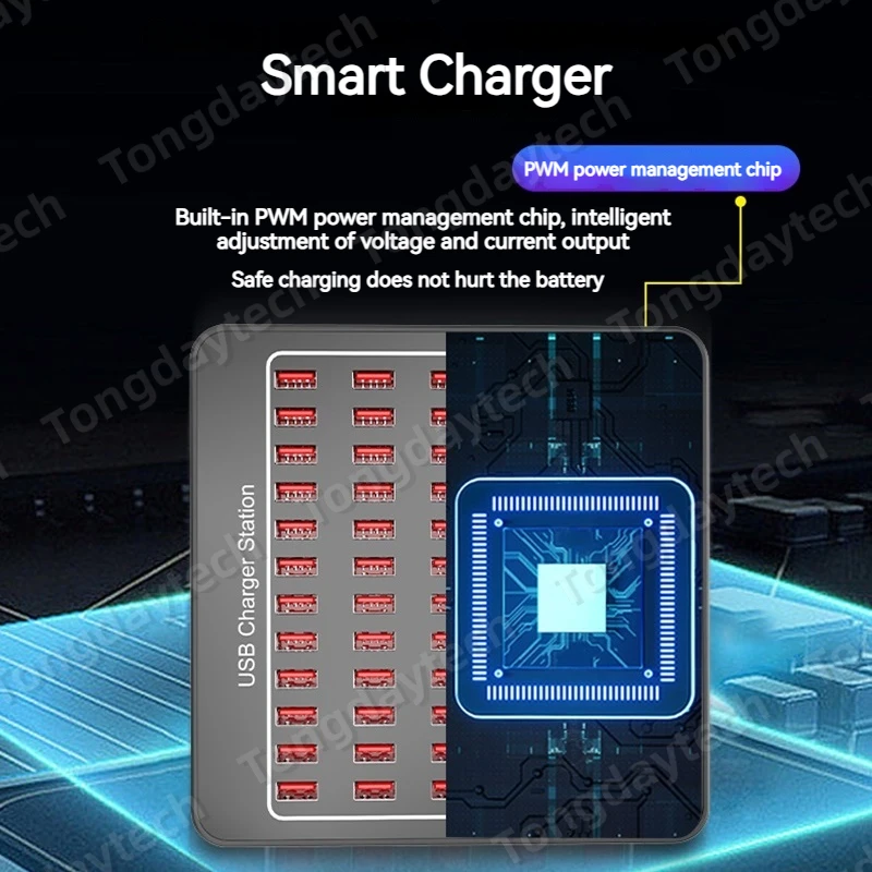 300W Multi USB Charger Hub Station 60 Ports Fast Charging Wall Charger for iPad iPhone 11 12 13 Pro Max Samsung Tablet Usb 충전기