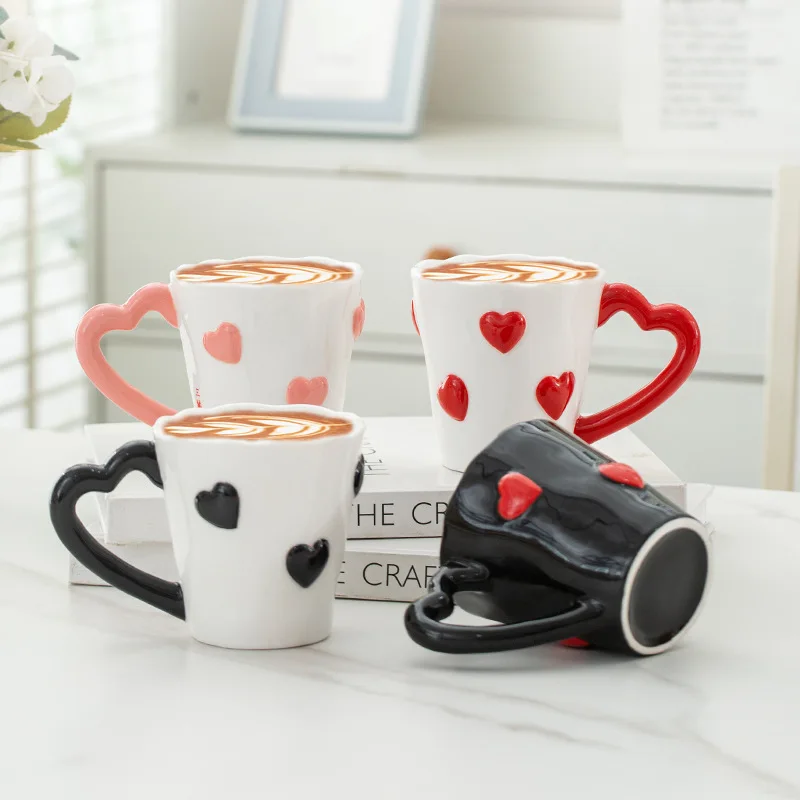 

Керамическая кружка с милой мультяшной ручкой для молока, кофе, ручная роспись, дизайн
