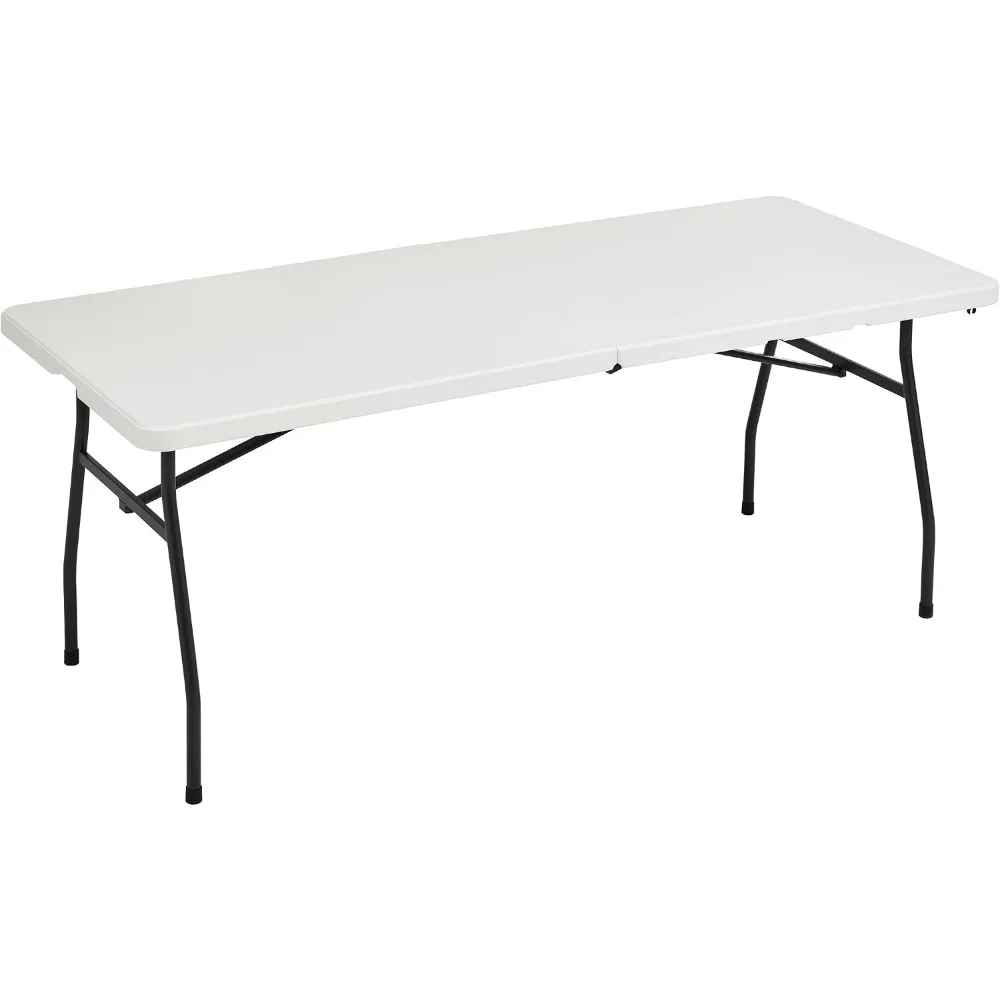 Heavy Duty Portable Folding Table 6ft Indoor Outdoor Foldable with Handle White