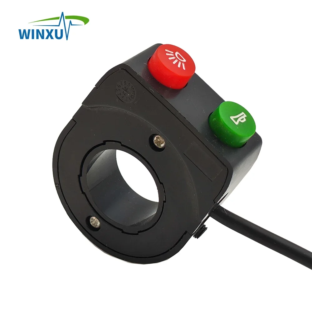 Electric Scooter Headlight Horn 2-in-1 Pushbutton Switch for Electric Bicycle Motorcycle E-bike