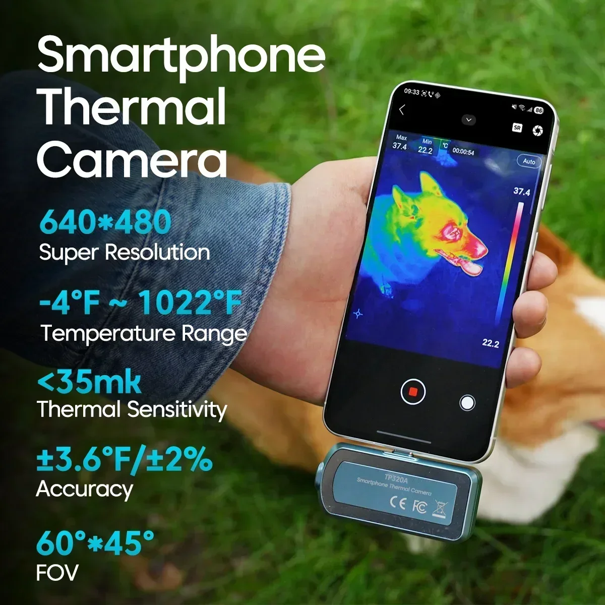 FOTRIC TP320A Android Phone USB-C Thermal Camera 320x240 IR Resolution 640x480 Super Resolution 25Hz HVAC Electrical Auto Repair