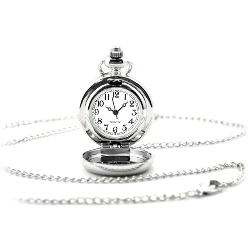 Couple models classic fashion retro quartz small silver lotus blue flower pocket watch