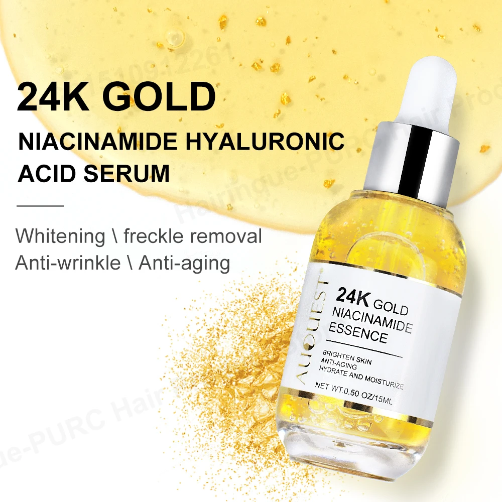 

Niacinamide Serum Hyaluronic Acid for Face 24K Gold Serum Brighten Moisturizing Smoothing Essence Facial Skin Care Products