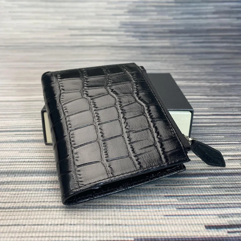 Men's wallet Genuine Leather Classic Crocodile Pattern wallets business CardHolder Zip coin purse for Women Purse гаманець