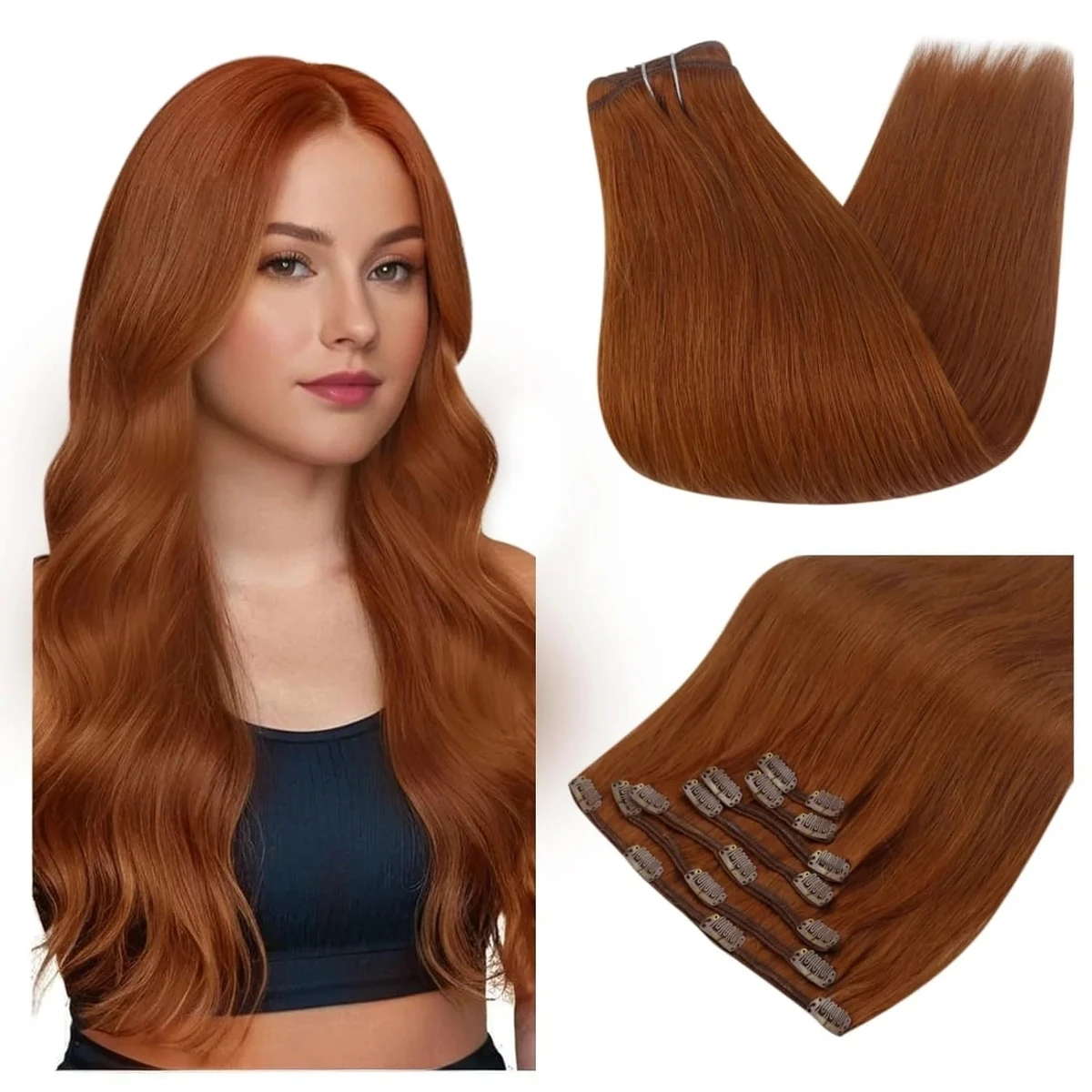 Full Shine Clip ins Human Hair Dark 7Pcs  Clip ins Double Weft Silky Straight Hair Extensions Clip in Human  Hair