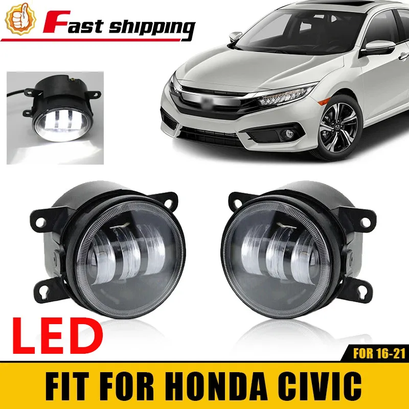 

Pair LED Fog Lights Driving Lamps For 2016-2021 Honda Civic Front Left & Right