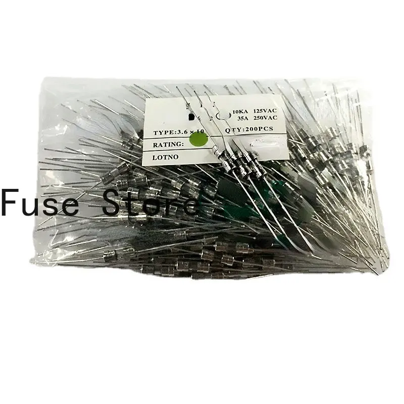 

10PCS 3.6*10mm Fuse Tube 8A 10A 12A 15A 250V Double Hat Pin Lead