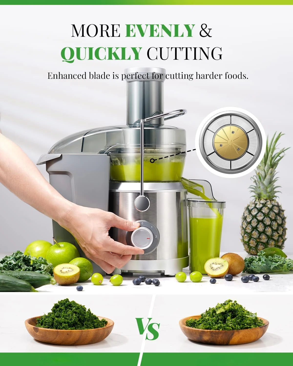 Haoyunma 1300W Juicer Machines Plus Met Grotere 3.2 "Toevoerparachute, Titanium Verbeterde Gesneden Schijf Centrifugaal Sap Extractor 2.0