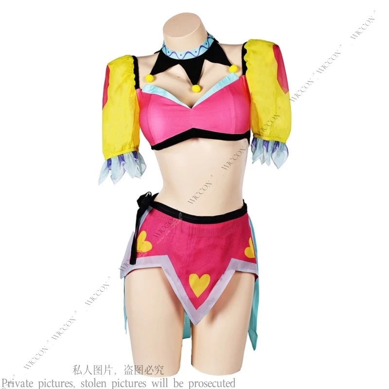 Women Fizzarolli Cosplay Clown Bikini Necklace Swimsuit Halloween Carnival Party Suit Anime Roleplay Beach Swimwear Costume Set