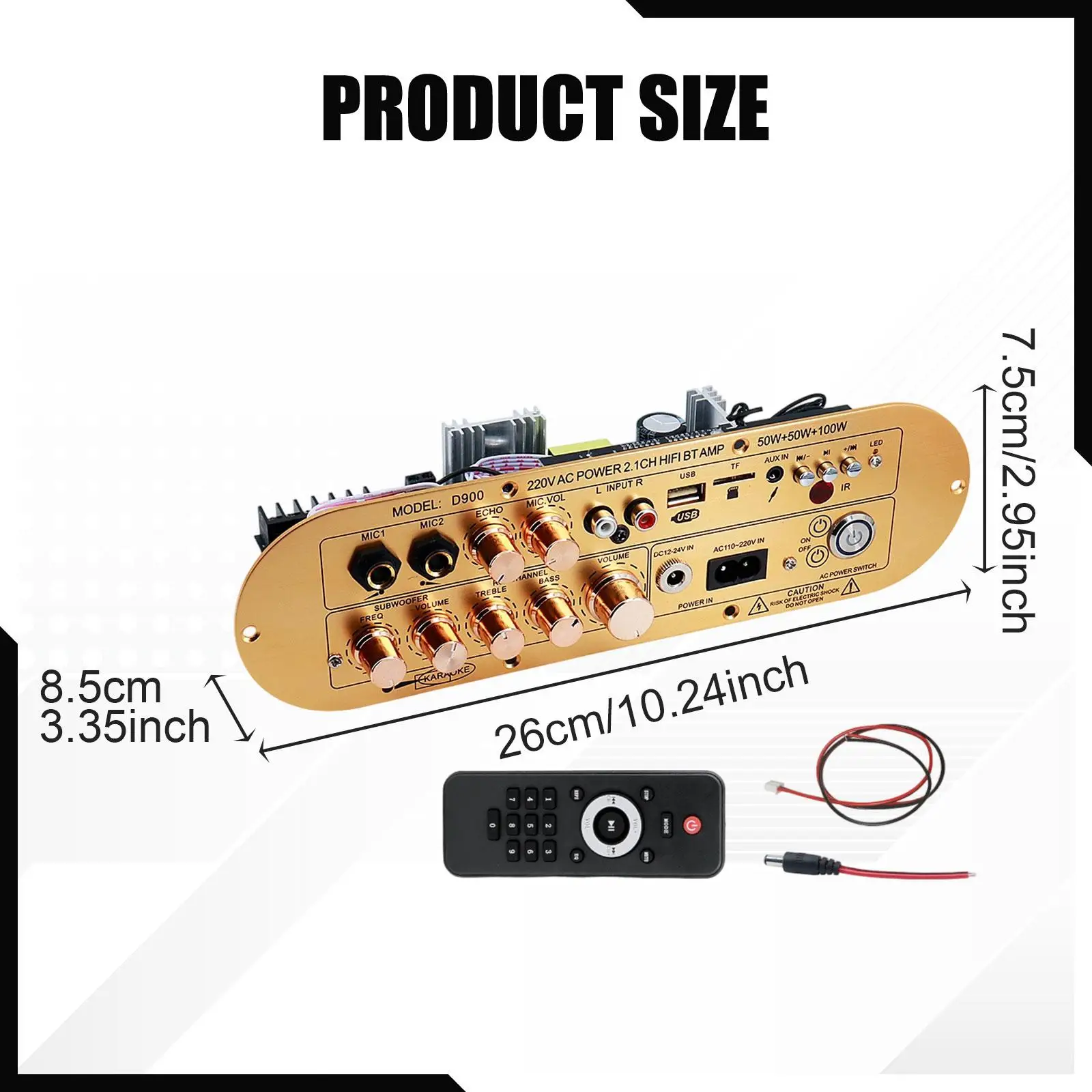 Picture 4: Digital Power Amplifier Board High Performance DIY Speaker D900 2.1 Universal Bluetooth for Mic AUX USB Smartphones Computers