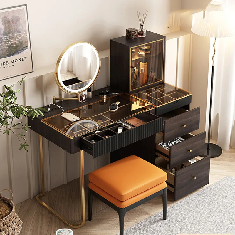 

Bedroom Luxury Dressing Table Organizer Mirror Vanity Storage Dressing Table Set Makeup Mueble Tocador Para Maquillaje Furniture