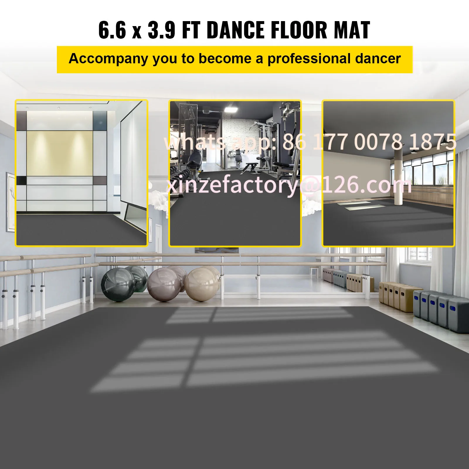 Customizable  Dance Floor Mat 1.5mm Thick Reversible Portable Non-Slip Vinyl Dance Flooring Roll Jazz Pop Ballet