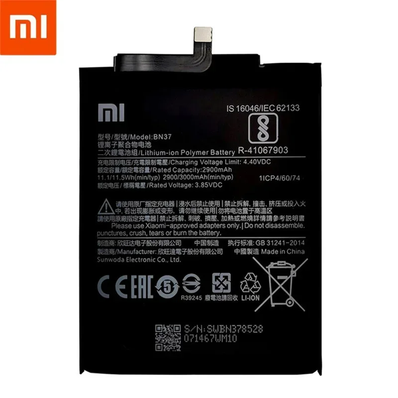 Original Replacement Battery For Xiaomi Mi Redmi6 Redmi 6 Redmi 6A Redrice 6 BN37 Genuine Phone Battery 3000mAh Fast Shipping