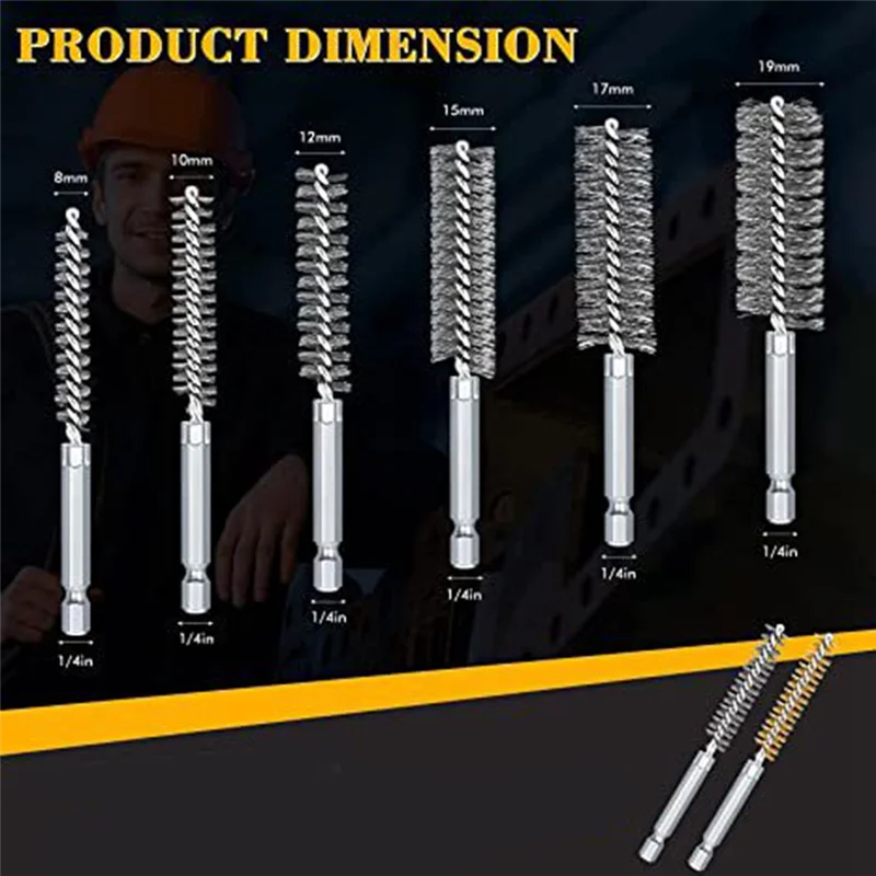 12 шт., щётка из нержавеющей стали с ручкой, 1/4 дюйма