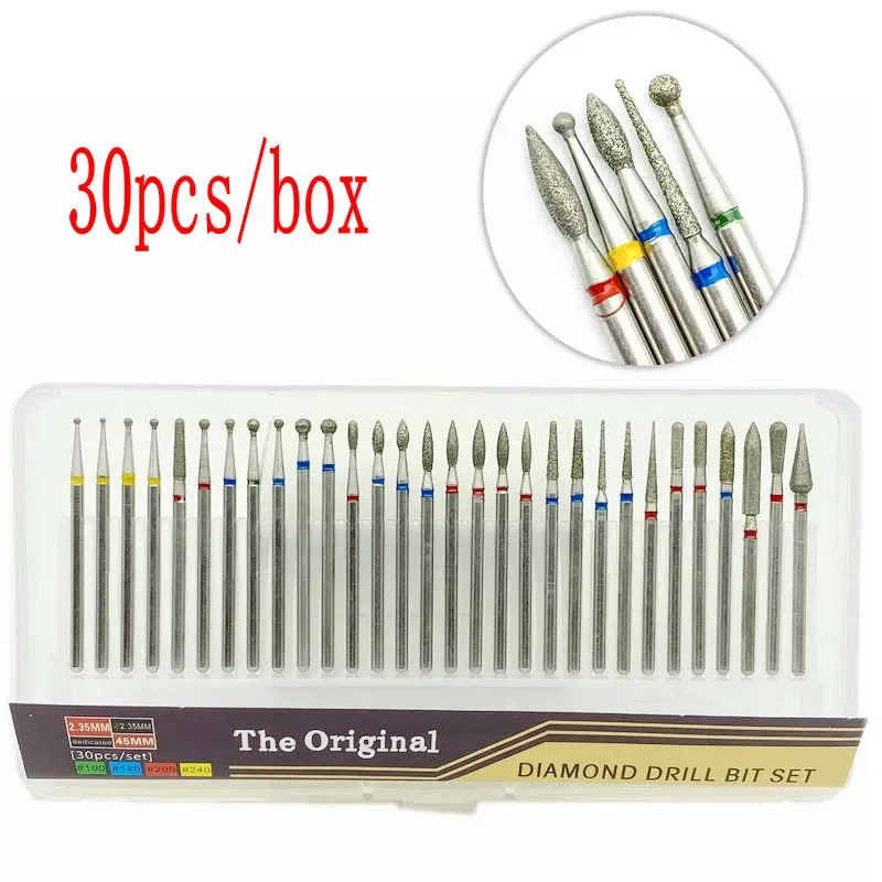 

30pcs/set Diamond Grinding Burs Engraving Carving Polishing Glass Jade Stone Drill Bit Dental/nail Rotary Tool Set