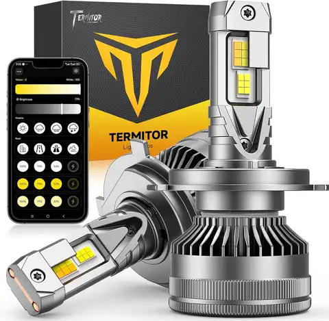 2PCS H4 Smart LED Light Bulbs,90000LM 3000K-6500K,App Control One-touch Driving Mode Switching for Bluetooth 9003/HB2 Fog Lights