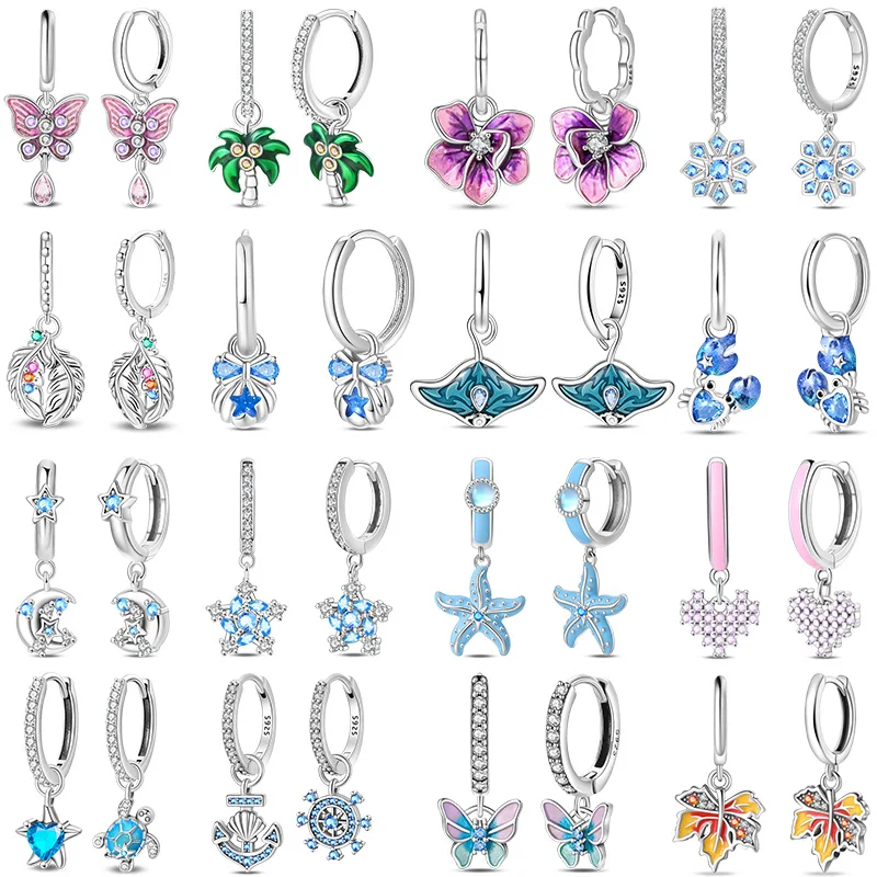 925 925 Sterling Silver Vibrant Flower Butterfly Devil Fish Women Earrings Brilliant Wedding Engagement Star Earrings Jewelry Gifts - Aliexpress Deal
