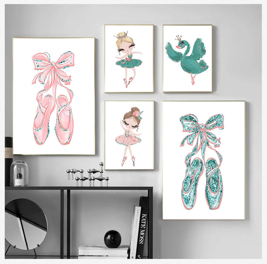 Wall Art Wall Pictures For Kids BedRoom Nordic Home Decoration Paintings Ballerina Girl Posters And Prints Nursery Unicorn