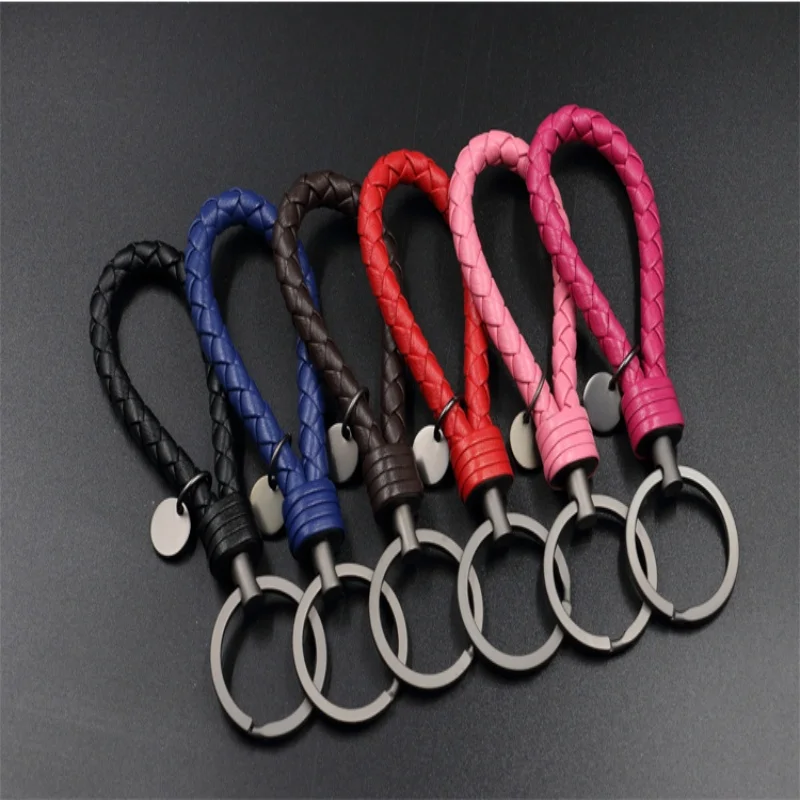 Car Woven Keychain Men\'s and Women\'s High-end Leather Car Pendant Keychain  Keyring Automobiles Parts Accessories