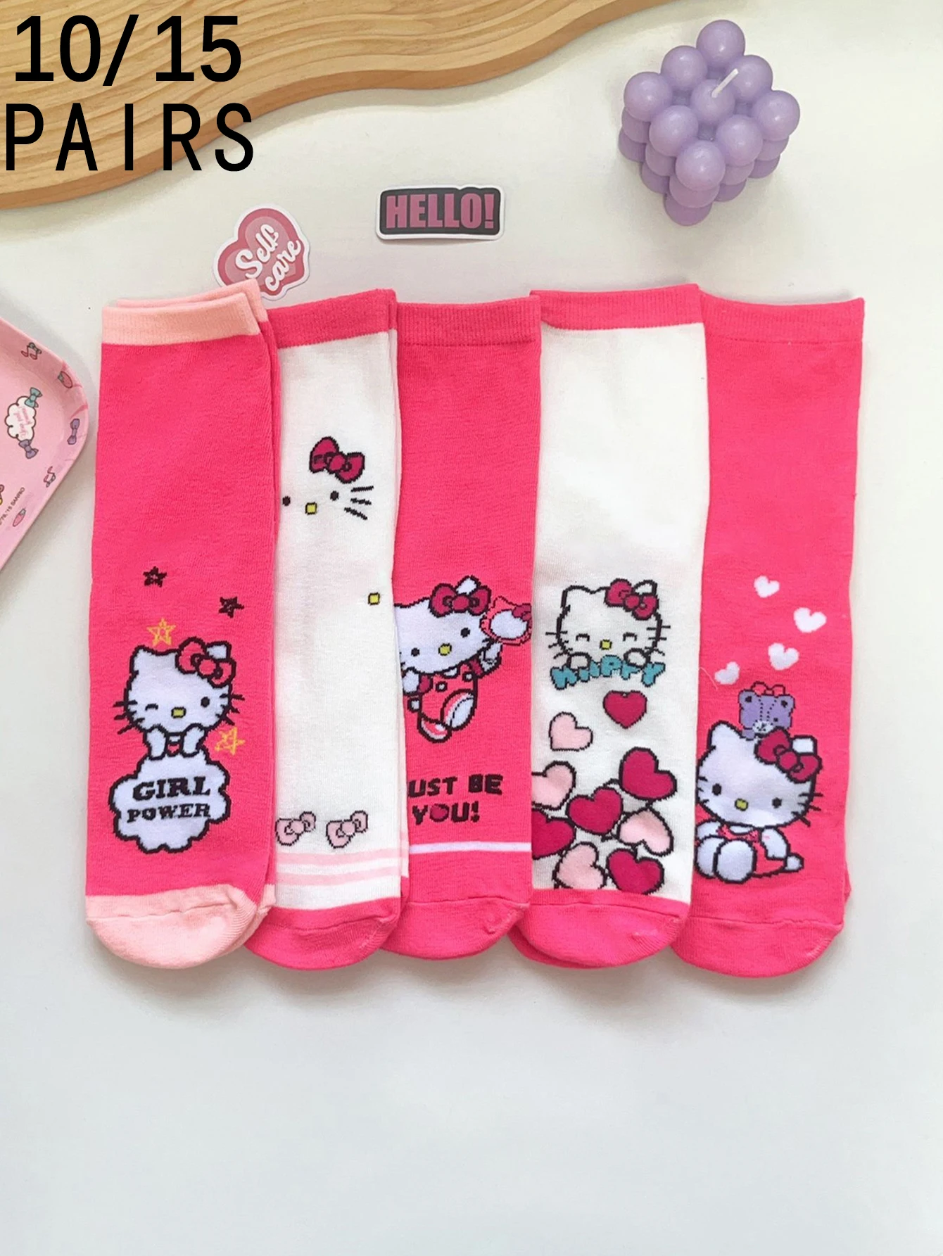 

10/15 пар высококачественных женских носков Sanrio Hello Kitty в академическом стиле