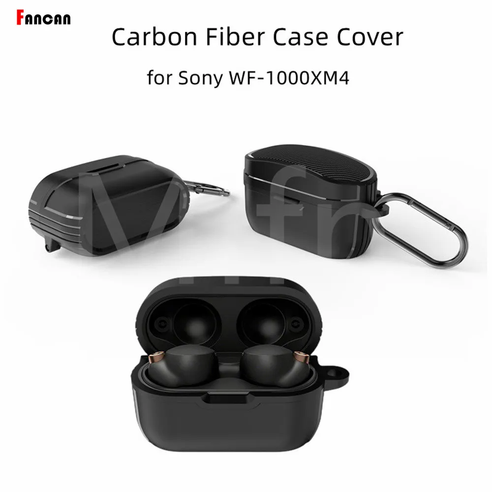 Nieuwe Voor Sony WF-1000XM4 Carbon Fiber Case Full-Body Beschermende Robuuste Cover Met Sleutelhanger Tws Case Voor WF-1000XM4 Luxe case