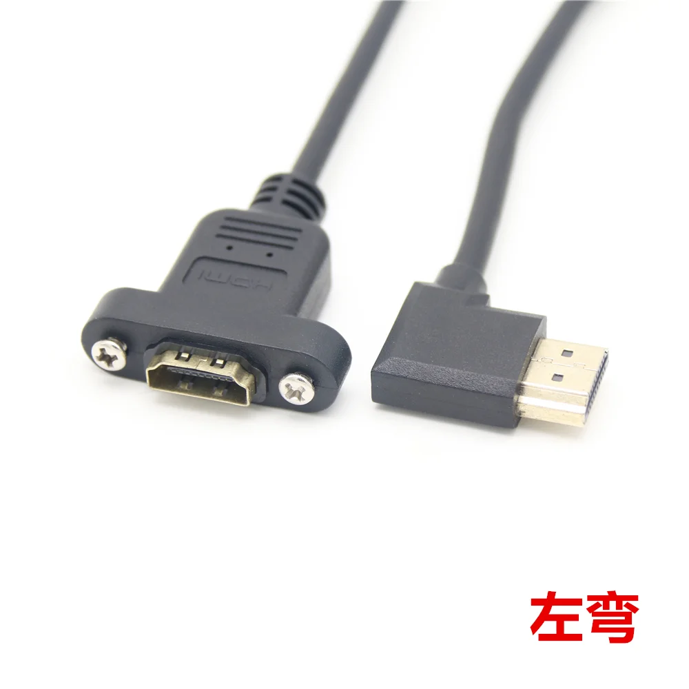 90 270 Degree HDMI-compatible A 1.4 19pin Male To HD A Type Female Extension Cable With Screw Hole Can Lock Panel Mount Cable