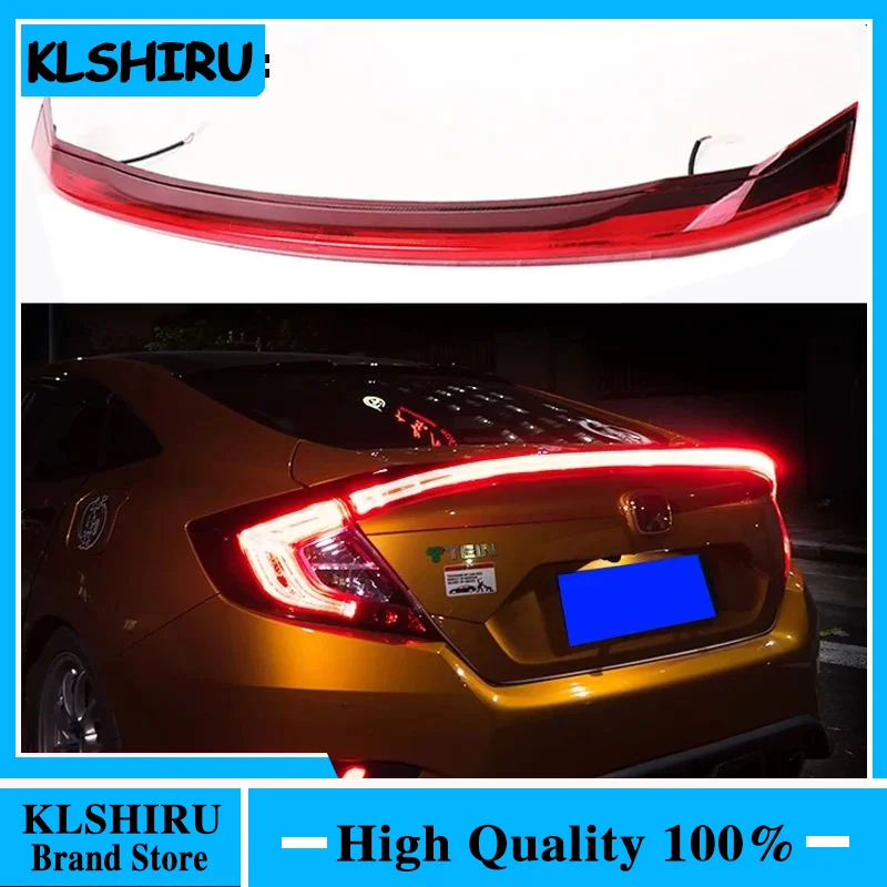 Car Style LED ABS Spoiler With Rear Brake Lamp For Honda for Civic 2016-2017 Tail Light Trunk Led Accessories