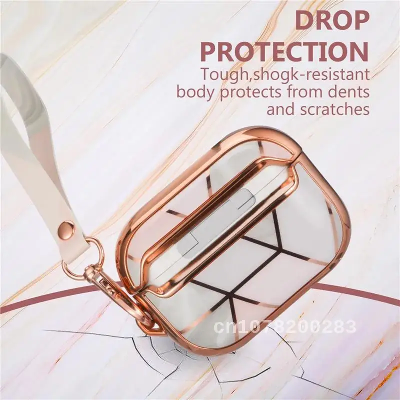 Luxury Electroplated Marble Lanyard Earphone Soft Case for Airpods Pro 3 Wireless Headset Cover for Air Pods 3rd Generation