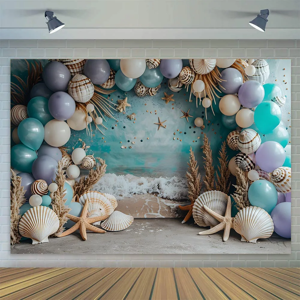 

Underwater Castle Backdrop for Baby Shower Kids Girls 1st First Birthday Party Decor Cake Table Banner Photography Background